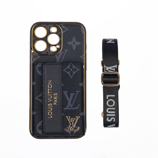 Luxury Advanced Leather iPhone Case with Card Holder & Strap